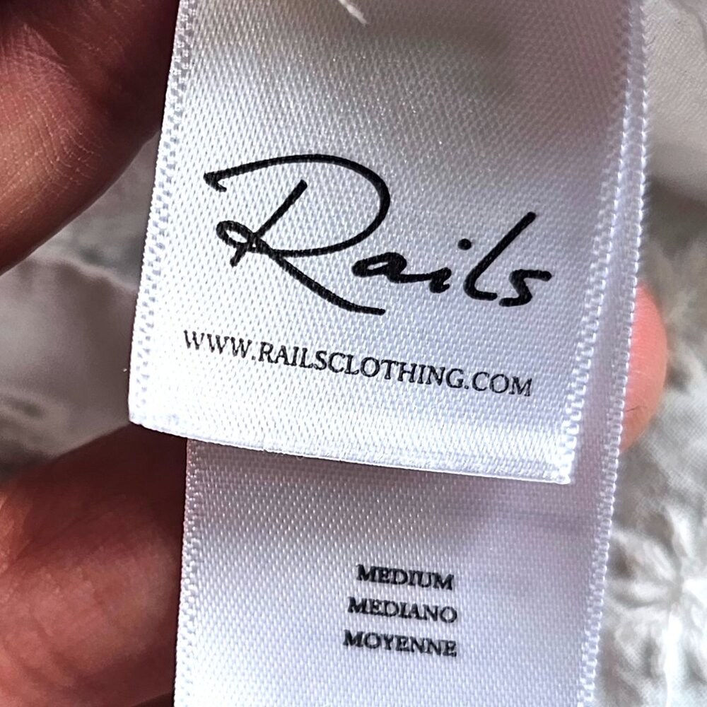 Rails Juliette White Eyelet Mix Button Up Long Sl… - image 7